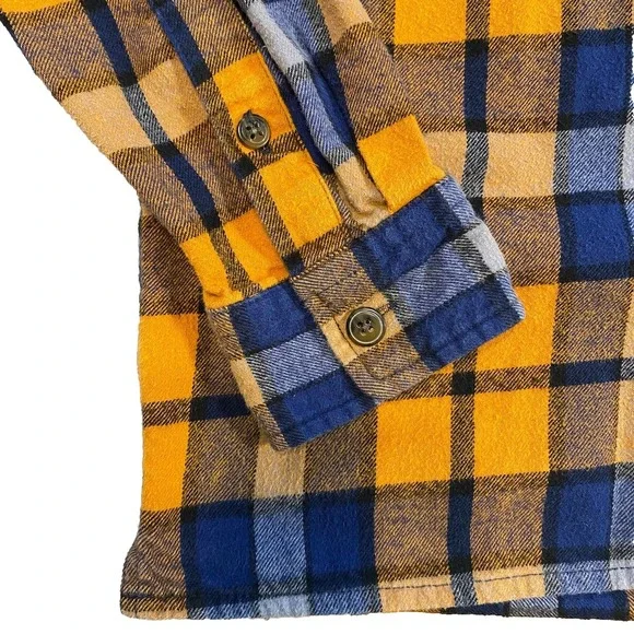 Aeropostale Men's Button Up Hoodie Flannel Blue Orange X-small - Picture 8 of 14